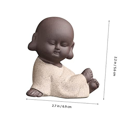 MAGICLULU 4Pcs Zen Monk Figurine Decoration Ceramic Desktop Ornament for Tea Tray Calming Aesthetic for Home Office and Garden Decor