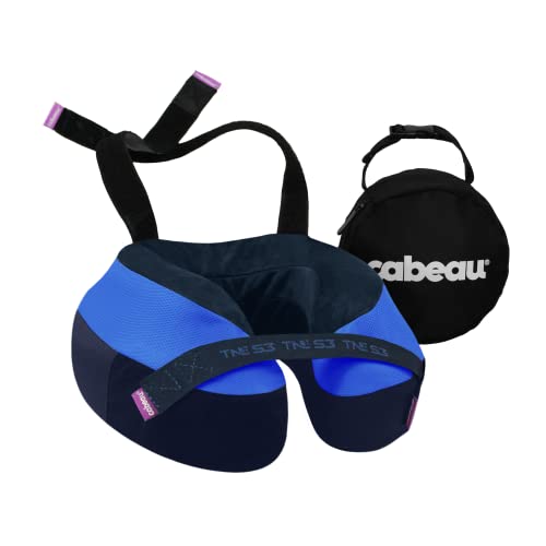 Cabeau Travel Neck Pillows for Airplanes – The Neck’s Evolution, TNE S3 – Supportive Memory Foam Design for Long Haul Flights – Attachable Seat Straps and 360° Support (Sydney Blue) - color: Sydney Blue