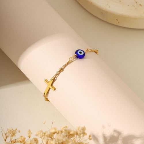 Triple Threat Protection Bracelet for Women,Evil Eye Natural Healing Crystal Beaded Bracelet for Protection - style: Evil Eye Bracelet (C)