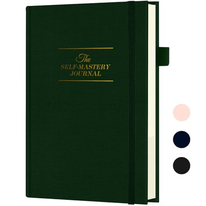 Self-Mastery Journal for Men & Women - Gratitude Journal for Daily Reflection, Mindfulness, and Self-Care - Guided Manifestation Journals - Inspirational Goal Journals with Pen Holder (Dark Green) - color: Dark Green