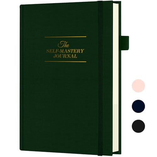Self-Mastery Journal for Men & Women - Gratitude Journal for Daily Reflection, Mindfulness, and Self-Care - Guided Manifestation Journals - Inspirational Goal Journals with Pen Holder (Dark Green) - color: Dark Green