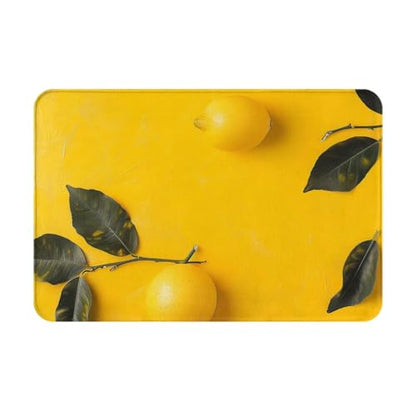 Yellow Lemon 1 Printed Flannel Non - Slip Floor Mat 16x24in - Soft Plush Microfiber Rug for Every Indoor Space - color: Yellow Lemon 1