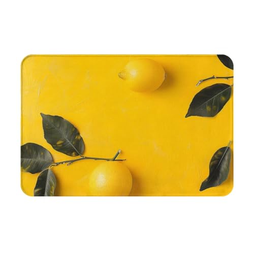 Yellow Lemon 1 Printed Flannel Non - Slip Floor Mat 16x24in - Soft Plush Microfiber Rug for Every Indoor Space - color: Yellow Lemon 1