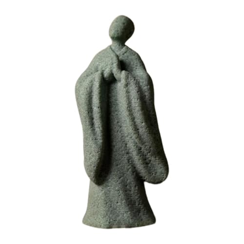 Zen Monk Statue Green Sandstone Bonsai Ornament Desktop Decor Meditation Figurine Chinese Style Sculpture Gift- Style B