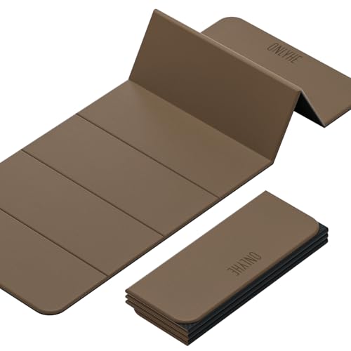 Foldable Yoga Mat Exercise Mat for Home Workout, Comfortable and Durable, 8mm Thick Portable Folding Mat, Non-Slip, Pilates Mat Thick, Outdoor Use, Meditation, Travel, Camping (71"x24" x 0.3") (Milk Coffee + Black) (Brown+Black) - color: Brown+Black