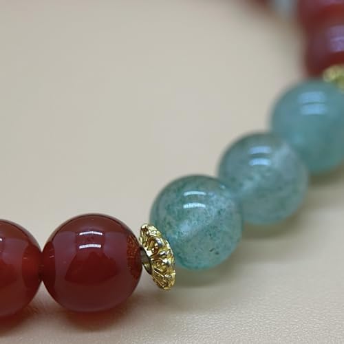Birth Flower Crystal Bracelets for Women, Handmade Natural Gemstone Stretch Jewelry with Healing & Positive Energy - color: Dec. Holly & Agate