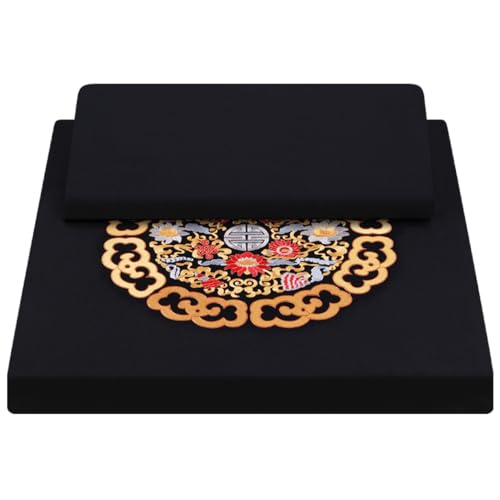 Square Meditation Cushion Mat Set with Washable Cotton Linen Cover, Larger Thick Yoga Mat Bolster Floor Pillows Seating for Adults Upgraded Meditation Accessories black-60 * 5cm - color: Black, size: 60*5cm