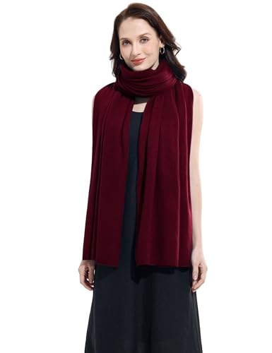Soft Cashmere Blend Wrap Chic Scarf Stole for Women Wayfarer Travel Extra Large 87"x28" - color: Wine Red