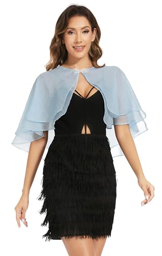 Women's Sheer Tencel Shawls and Wraps for Evening Dresses Soft Wedding Cape Lightweight Bridesmaid Scarves Cover Up - color: Sky Blue