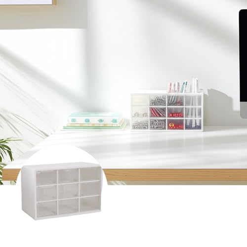 Wall-Mountable Drawer Organizer for Jewelry, Craft Supplies & Desk Accessories - Transparent Storage Box with 9 Compartments