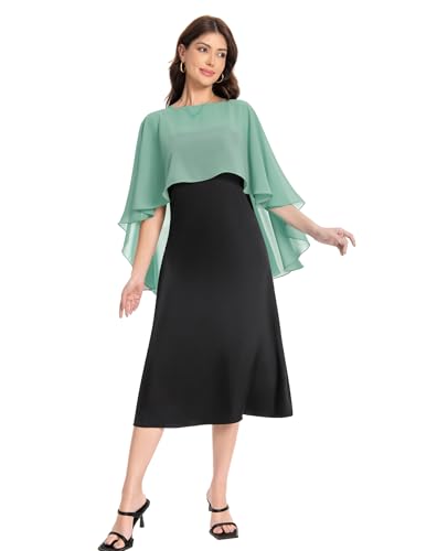 Baoqiya Women's Capelet Shawls and Wraps for Evening Dresses Soft Bridesmaid Shawl Chiffon Cape Wedding Cover Up - color: Bean Green