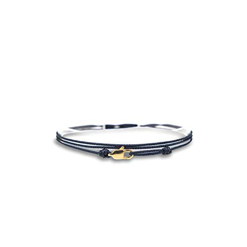Made by Nami Nautical Rope Bracelet for Men Waterproof & Adjustable Wrap String Bracelets with Snap Hook Gift for Him - color: Blue Gold