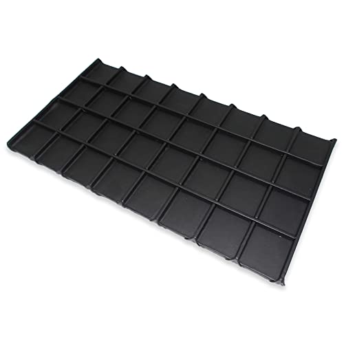 cBox CuteBox Company Black Plastic Tray (14.75” x 8.25” x 1”) with 32 Compartments Black Wooden Tray Insert for Jewelry Storage, Organization, Merchandise, Display