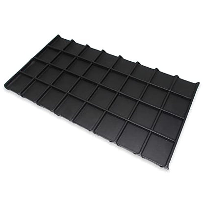 cBox CuteBox Company Black Plastic Tray (14.75” x 8.25” x 1”) with 32 Compartments Black Wooden Tray Insert for Jewelry Storage, Organization, Merchandise, Display