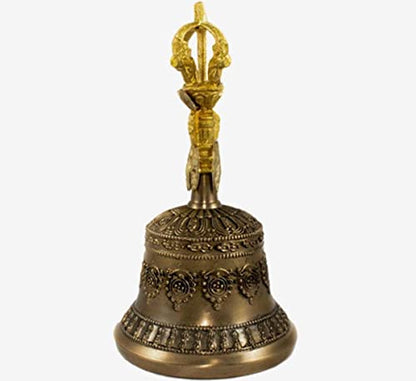 Tibetan Hand Bell,Tibetan Buddhist Meditation Bell 100% Handmade Puja Bronze Bell For Home Decoration, For Meditation, Prayer, Reiki, Wakefulness, Concentration, Healing Dorje Set (Size : 15cm)