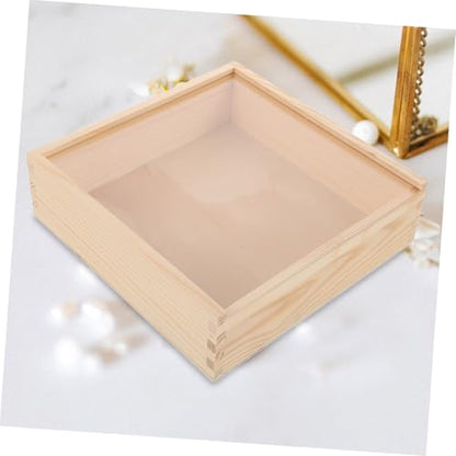 ULTECHNOVO Acrylic Decorative Storage Box Wooden Jewelry Storage Case Compact Multi-functional Box for Home