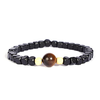 Natural Wood Beads Bracelet for Men Women Wooden Bracelet for Prayer Meditation Healing - color: C