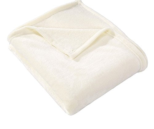 HYSEAS Flannel Fleece Throw Blanket Ivory - Super Soft Plush Microfiber Solid Blanket for Couch, Bed, Chair, Sofa - Fuzzy Cozy Lightweight - 50x60 Inch - color: Ivory