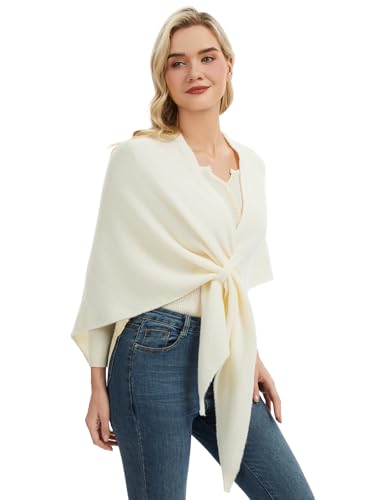 Triangle Shawl Wraps for Women Soft Knitted Pashmina Shawls Wraps for Evening Dresses - color: Cream