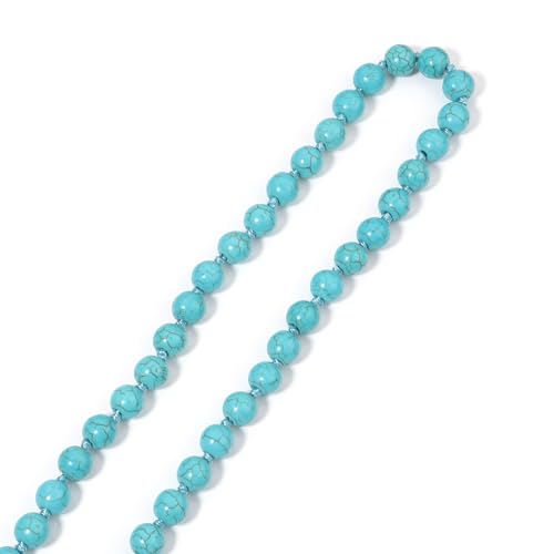 8MM Beads Chakra Long Mala Necklace Natural Stone Meditation Statement Necklace Japa Yoga Buddhist Rosary Prayer Charm Beaded Tassel Necklace - color: Turquoise
