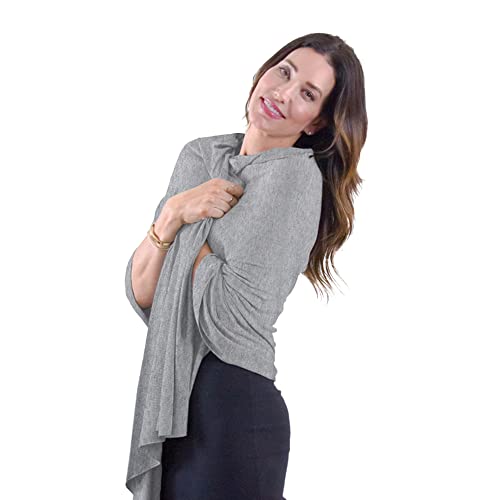 Travel Shawl Wraps for Women - 68x35in Wrap. Lightweight Pashmina, Airplane Travel Blanket Scarf. Made In USA - color: Eco Cashmere - Heather Gray