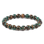 Justinstones Gem Semi Precious Gemstone 8mm Round Beads Stretch Bracelet 7 Inch Unisex - color: Copper Malachite
