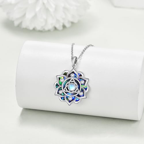 ONEFINITY Lotus Necklace 925 Sterling Silver Moonstone Pendant Necklace Yoga Lotus Jewelry for Women - style: Celtic Knot Lotus