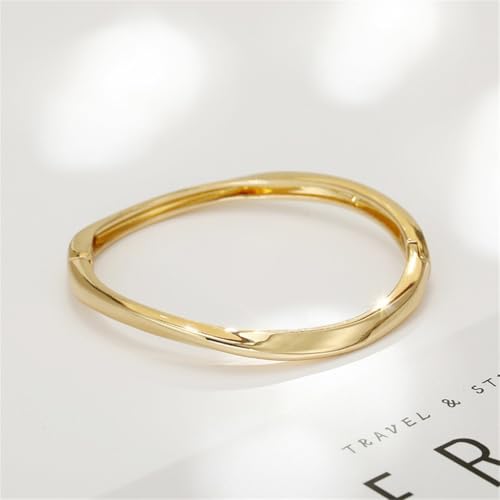 Minimalist Gold Bangle Bracelet, Polished Cuff Bracelets Stackable Birthday Gift for Women - color: Gold 1