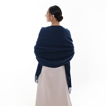 RIIQIICHY Winter Scarfs for Women Pashmina Shawls Wraps for Evening Dresses Large Warm Soft Scarves - color: Navy
