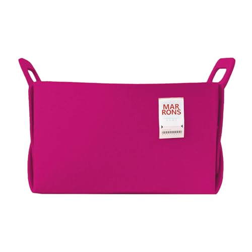 Collapsible Felt MAGENTAPINK Storage Bin Large 14.6"x9.4"x9.4" – Foldable Basket with Handles for Closet, Laundry Room Organization, Storage, Decorative Storage Bins for Shelves, Nursery - color: MAGENTAPINK, size: LARGE