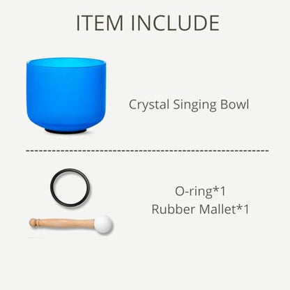 8 inch Blue G Note Throat Chakra Quartz Crystal Singing Bowl, for Healing Mindfulness Meditation Yoga Sound Baths, with Rubber Mallet O-ring - color: Blue G Note Throat Chakra, size: 8 inch