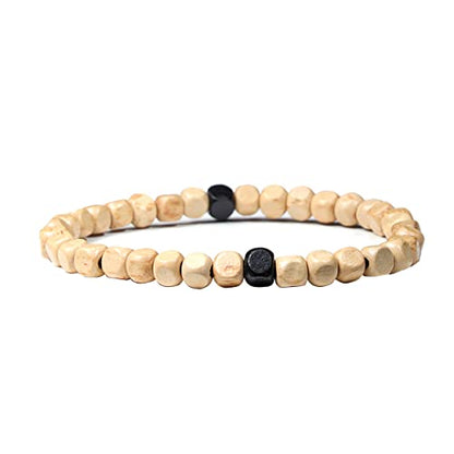 Natural Wood Beads Bracelet for Men Women Wooden Bracelet for Prayer Meditation Healing - color: A2: 4Pcs