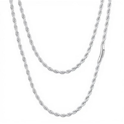 Twist Chain Necklace 2/3/5/8MM Braided Rope Chain Necklace for Men Stainless Steel Rope Jewelry for Men & Women Rope Chain for Pendant 18/20/22/24 Inch with Delicate Gift Box - size: 18 inches, style: 3mm width-steel