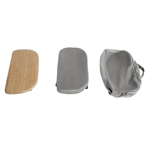 Meditation Bench - Bamboo Wood, Foldable Meditation Stool with Velvet Cushion Cover & Carrying Bag - Prayer Kneeler Chair for Yoga Or Sitting (Grey)