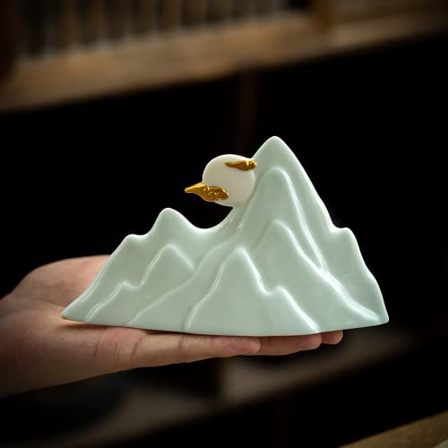 XIALON 17.2cm Chinese Ceramic Rockery Statue Decoration Room Living Room Zen Ornaments