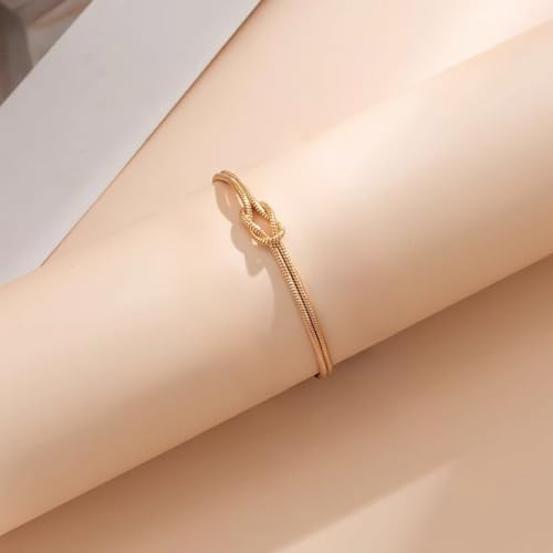 Bracelets for Women Matching Bracelets for Couples 14K Gold Plated Love Knot Bracelet Dainty Forever Infinity Bracelets Friendship Jewelry Gifts - color: Gold