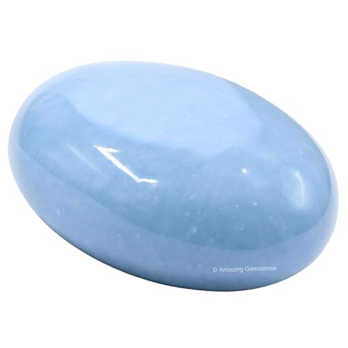 Amazing Gemstone Angelite Crystals and Healing Stones - Large Palm Stone Crystals Piedra - Crystal for Good Luck, Balanced Positive Energy, Meditation - Unique Stocking Stuffers, Gifts for Women - color: Angelite