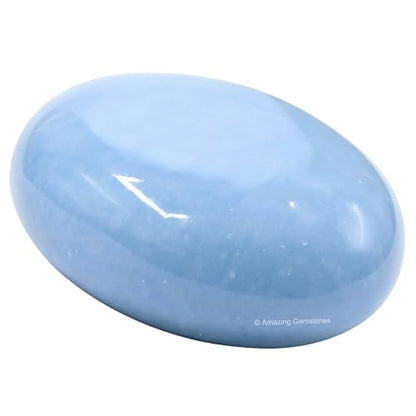 Amazing Gemstone Angelite Crystals and Healing Stones - Large Palm Stone Crystals Piedra - Crystal for Good Luck, Balanced Positive Energy, Meditation - Unique Stocking Stuffers, Gifts for Women - color: Angelite