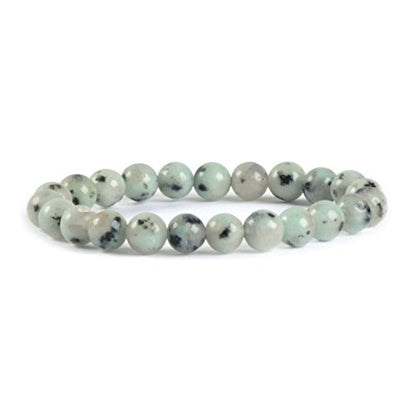 Justinstones Gem Semi Precious Gemstone 8mm Round Beads Stretch Bracelet 7 Inch Unisex - color: Kiwi Jasper
