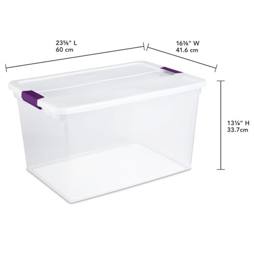 Sterilite 18-Pack 66 Quart ClearView Latch Box, Stackable Organizer Bins with Latching Lids - Clear Plastic Organization Containers for Closet, Bedroom, Shelving Units and Everyday Home Storage - size: 18 Pack, style: 66 Quart