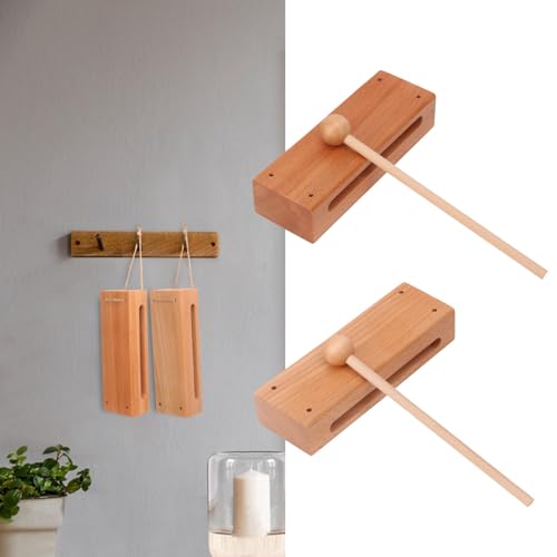 2 Set Solid Wood Rhythm Block with Mallet - Durable Musical Percussion Instrument, Fit for Musical Wood Block for Adults - Versatile Hand Percussion with Natural Acoustic Resonance