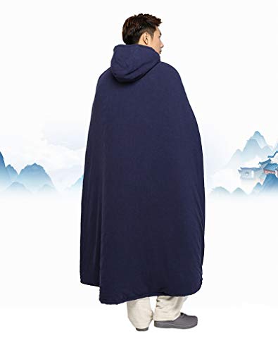 Unisex Men Women Meditation Buddhist Cloak Winter - color: Navy Blue, size: X-Large
