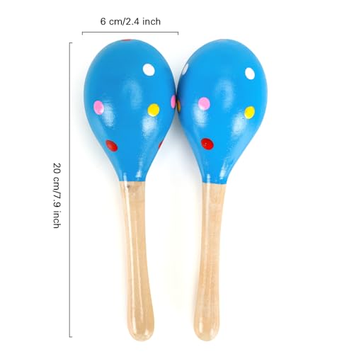 2 Pcs Maracas, 7.9 Inch Hand Percussion Rattles, Wooden Rumba Shaker Hand Musical Instruments with Clear Rhythm for Music Learning (Blue-7.9 Inch) - color: Blue-7.9 Inch