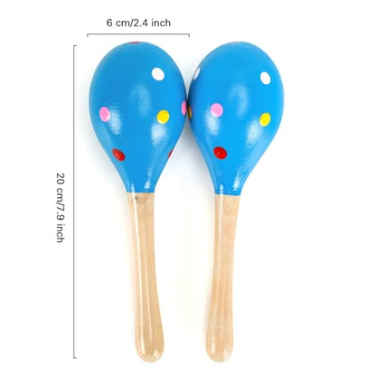2 Pcs Maracas, 7.9 Inch Hand Percussion Rattles, Wooden Rumba Shaker Hand Musical Instruments with Clear Rhythm for Music Learning (Blue-7.9 Inch) - color: Blue-7.9 Inch