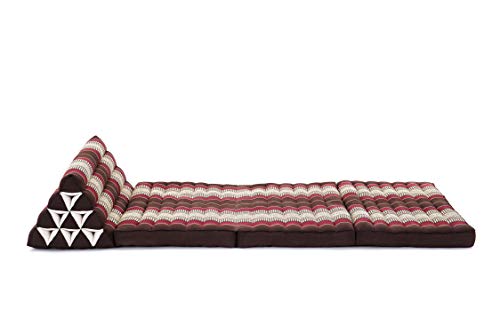Leewadee 3-Fold Mat XXL with Triangle Cushion – Firm TV Pillow, Foldable Mattress with Cushion Made of Kapok, 67 x 31 inches, Brown Red - color: Sf19 - Red, Brown, size: 3 seating segments XL