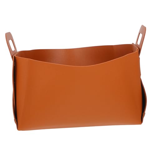 PRETYZOOM Decorative Storage Box Pu Leather Tray Foldable Bins for Makeup Entryway Tabletop Bedside Organizer