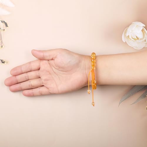 AD Beads Unisex 8mm Gemstone Bracelets Healing Macrame Adjustable 7-9 Inches || wear this healing natural gemstone bracelet help to erase your pain and fear || recover your energy||| - color: Citrine Crystal