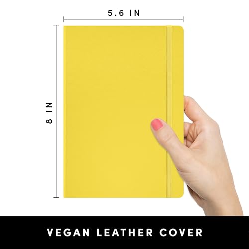 PAPERAGE Lined Journal Notebook, Hardcover Journal for Women & Men, 160 Pages, (5.6 in x 8 in), College Ruled Journaling Notebook for Work, School Supplies & Note Taking, (Yellow) - color: Yellow, style: A. Lined