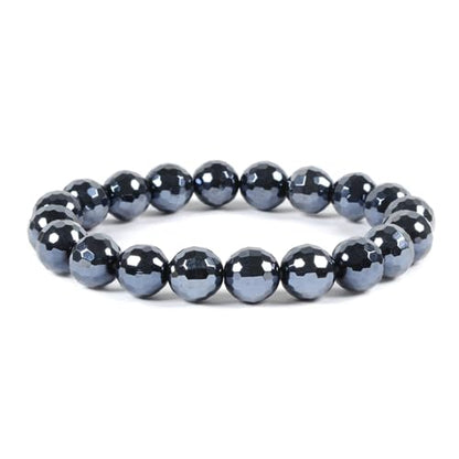 Justinstones Gemstone Crystals Chakra Beads Bracelet Crystal Healing 10mm Round Stretchable Bracelet for Her Gift - color: Faceted Electroplate Black Agate