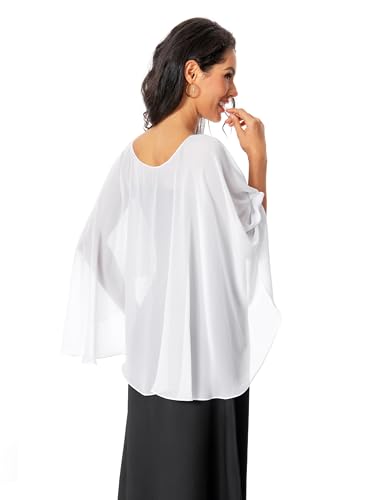 Baoqiya Women's Capelet Shawls and Wraps for Evening Dresses Soft Bridesmaid Shawl Chiffon Cape Wedding Cover Up - color: Ivory